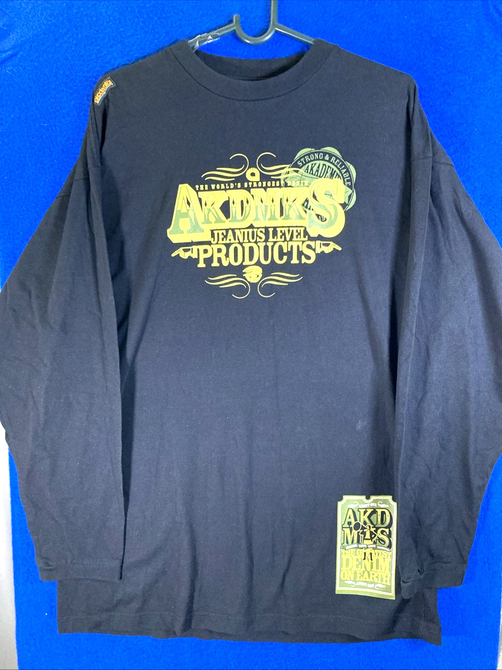 Vintage Akademiks Jeanius Level Long Sleeve T-Shirt Black Men's Size Large NWOT